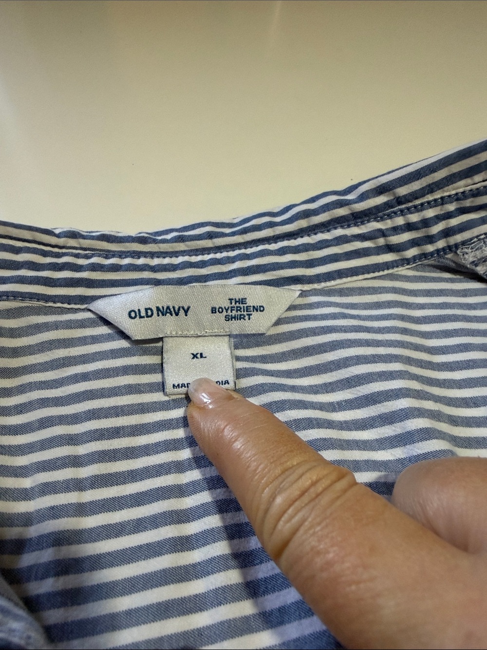 Old Navy Blue & White Striped Cotton Button-Down Shirt - Picture 2 of 4